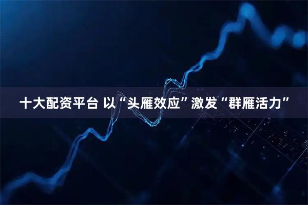 十大配资平台 以“头雁效应”激发“群雁活力”